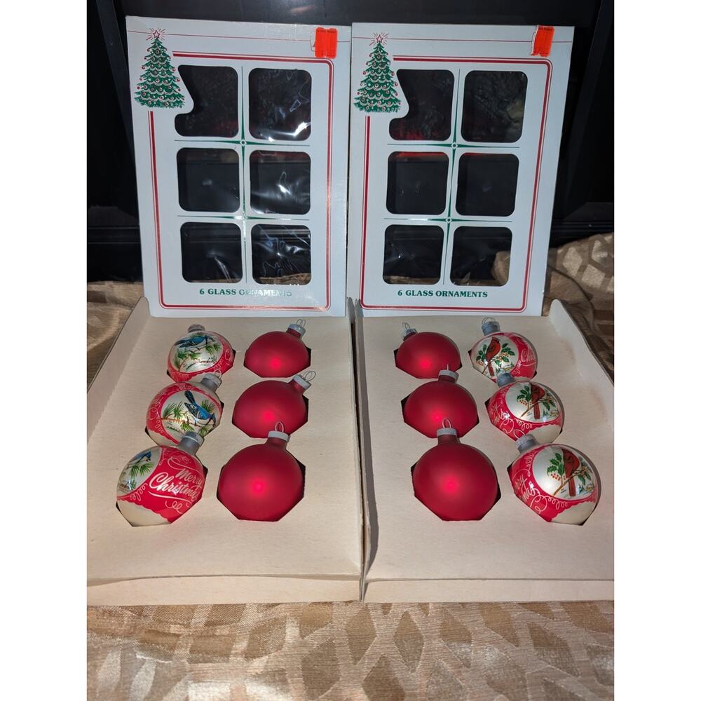 Vintage 1970s Essex Franke Glass Christmas Ornaments Ray Owen. Original Boxes.